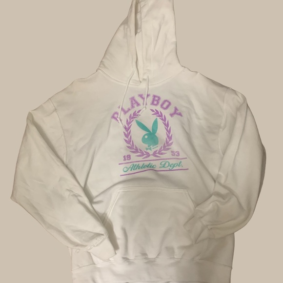 Play boy athletic limited addition hoodie, color white. Size medium - Picture 1 of 3
